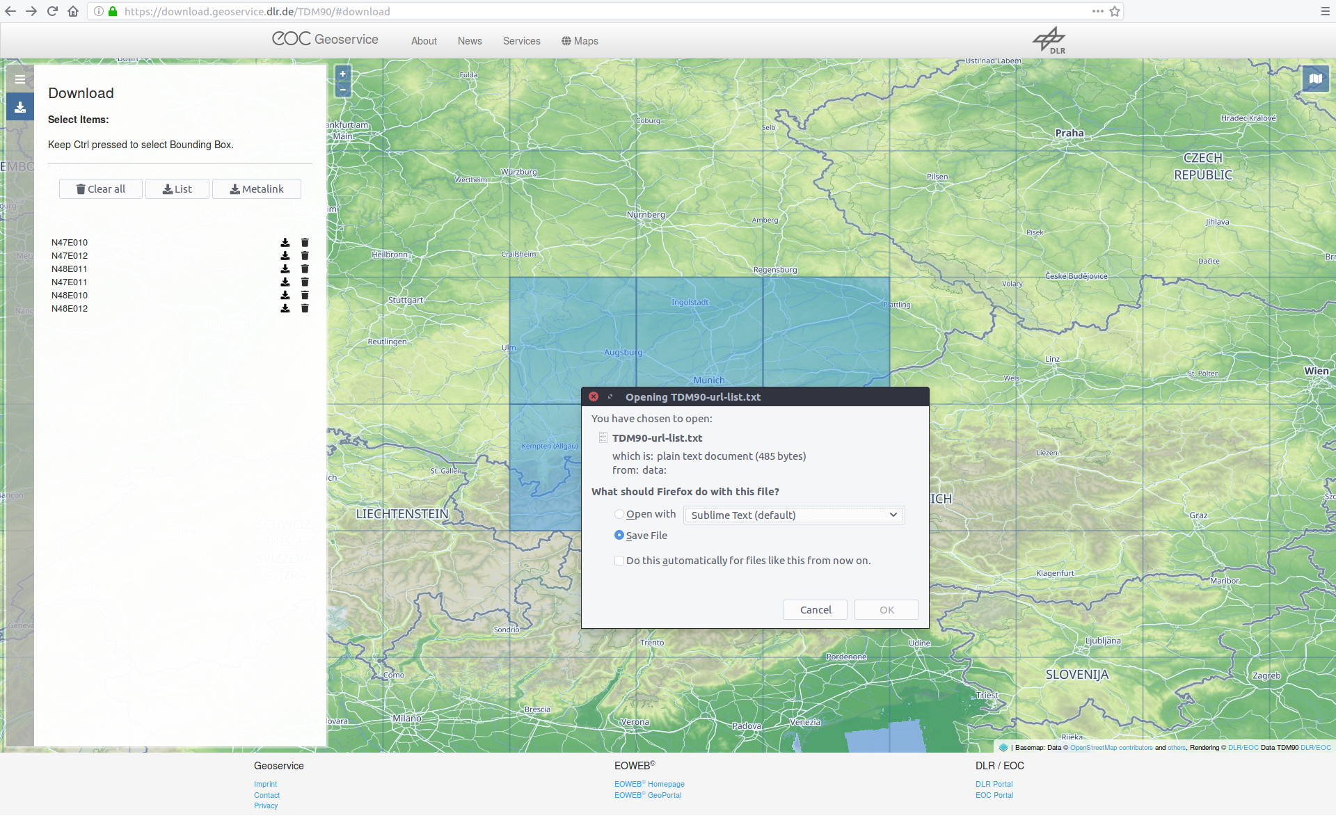 Geoservice save file list